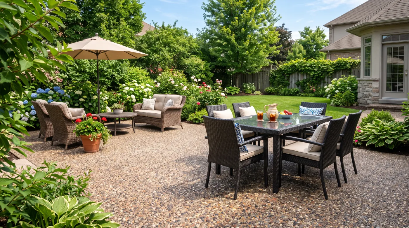 Sealed stamped concrete patio in the Okanagan